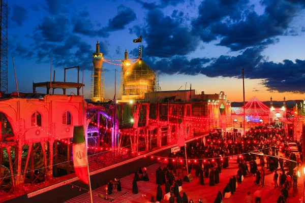آیین تعویض پرچم گنبد حسینیه اعظم زنجان